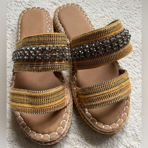 Embellished Tan and Gold Women's Sandals